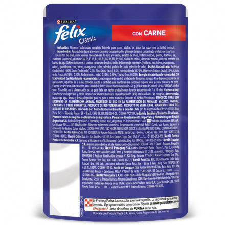 Comida Húmeda Felix Classic para Gatos sabor a Carne por 85 g