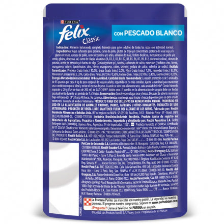 Comida Húmeda Felix Classic para Gatos sabor a Pescado Blanco por 85 g