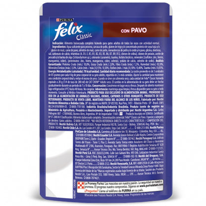 Comida Húmeda Felix Classic para Gatos sabor a Pavo por 85 g