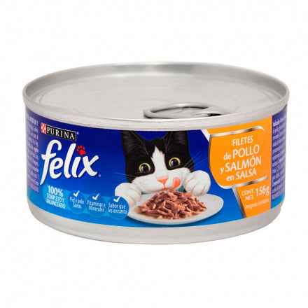 Felix Comida Húmeda Gatos Filetes Pollo y Salmón en Salsa 156 g