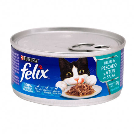 Felix Comida Húmeda Gatos Filetes de Pescado y Atún en Salsa 156 g