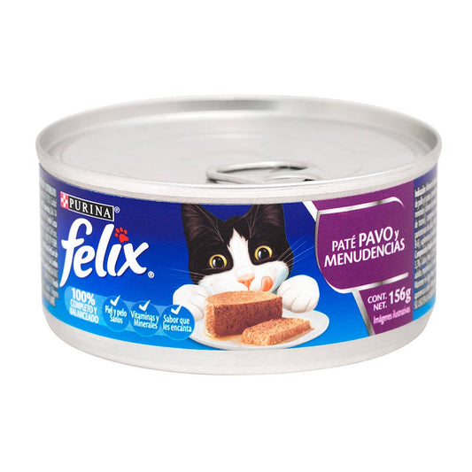 Felix Comida Húmeda Gatos Paté Pavo y Menudencias 156 g