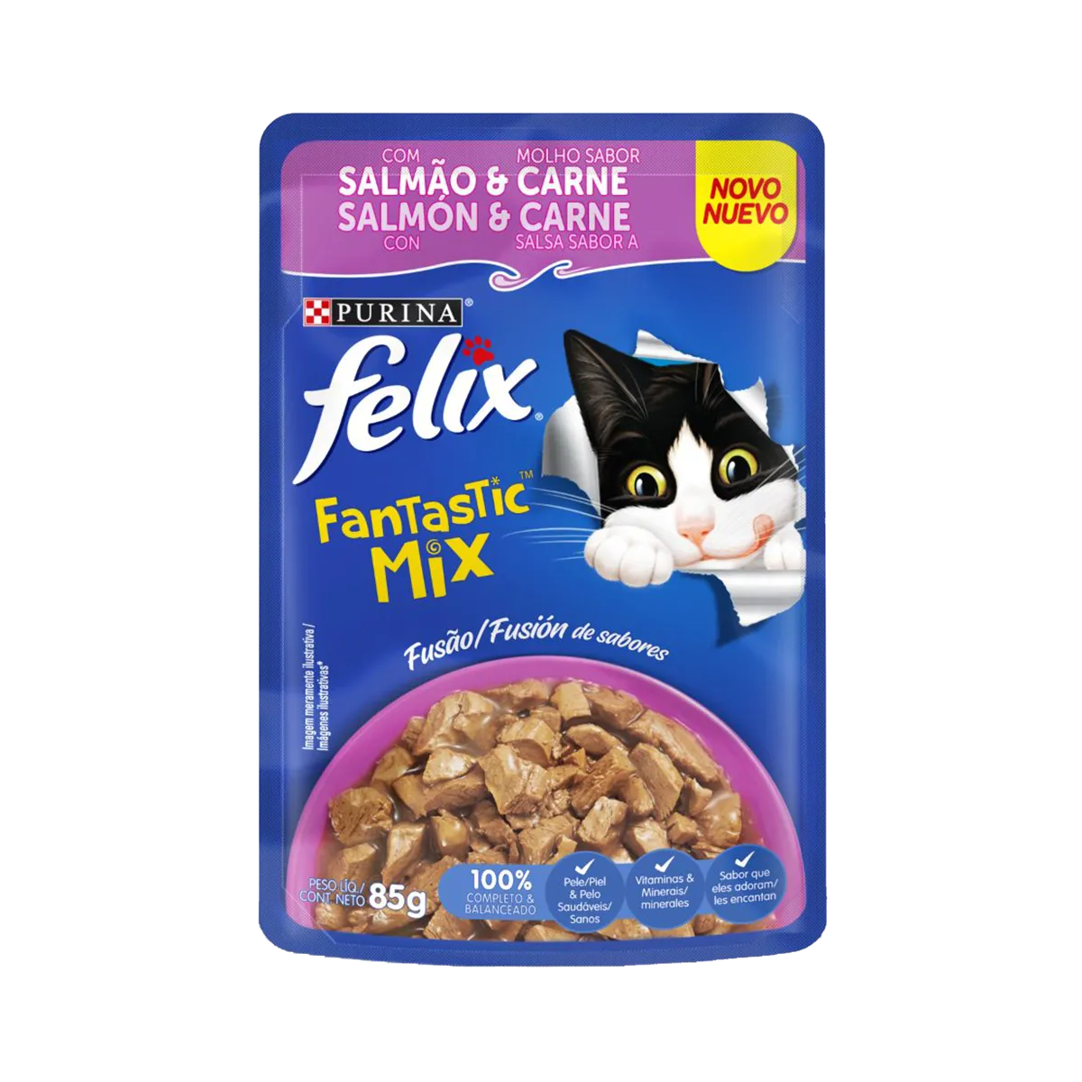 Comida Húmeda Fantastic™ Mix con Salmón y salsa sabor a carne 85g