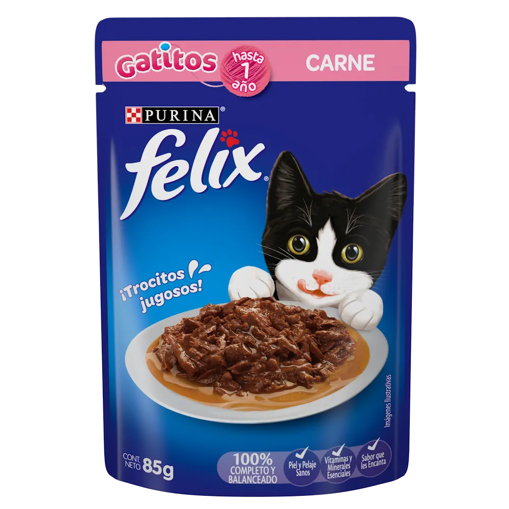 Comida Húmeda Felix Gatitos Carne por 85 g